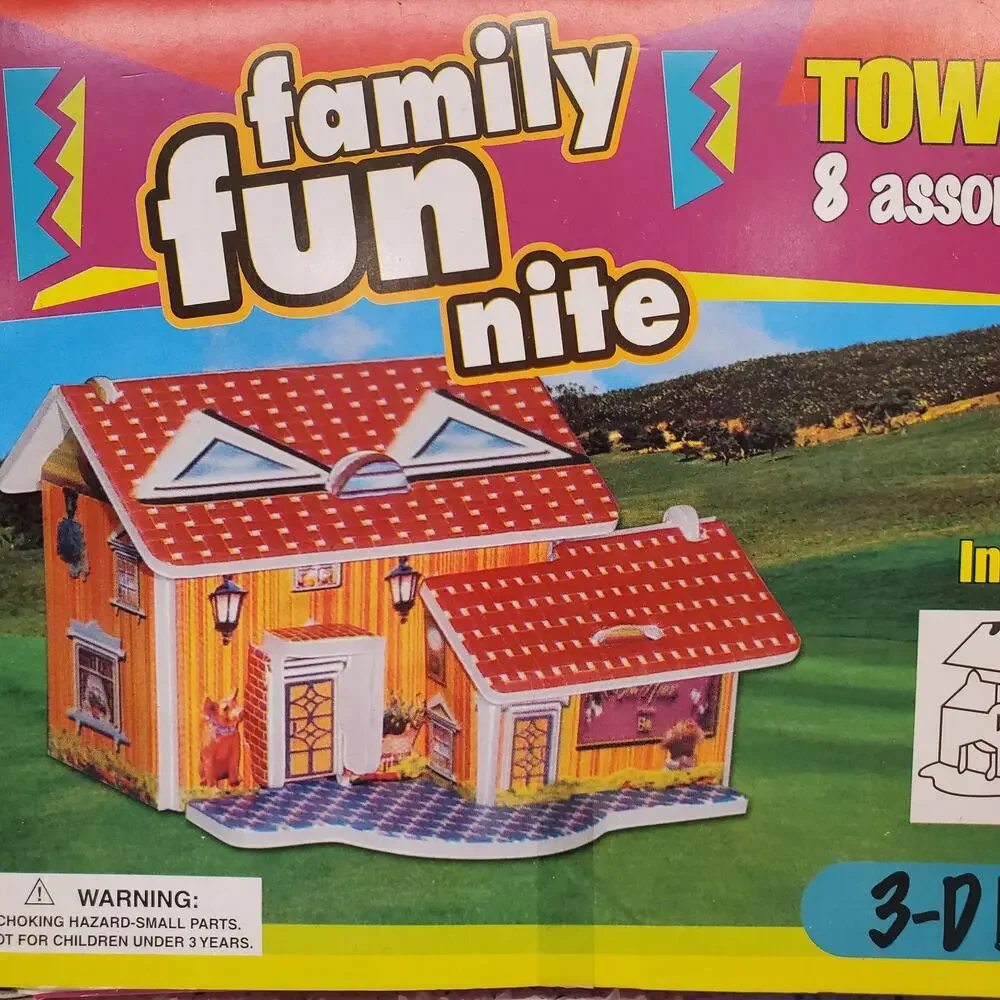 Family Fun Nite 3D Puzzles Town Model 8 Assorted Puzzles Vintage Toys